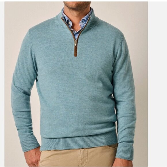 johnnie-O Other - Johnnie-O NWT Mens Raynor Riviera Merino Wool Sweater 1/4 Zip Blue Casual Preppy